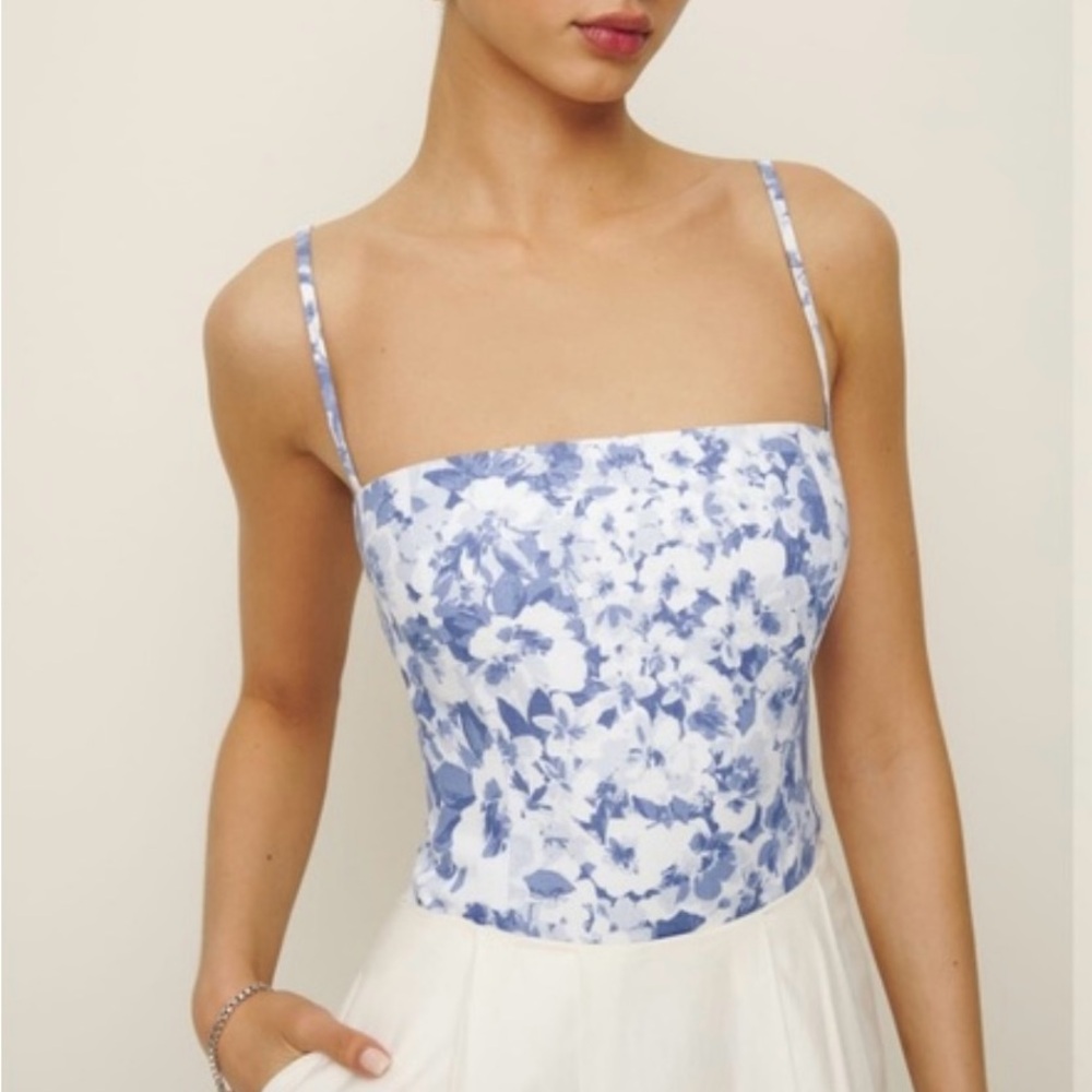 Reformation overland linen top larkspur 0